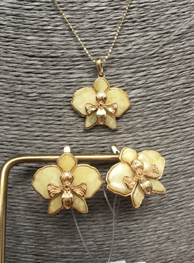 俄罗斯sunstone白蜡鸢尾花蝴蝶兰耳饰吊坠经典轻奢经典高级礼物女