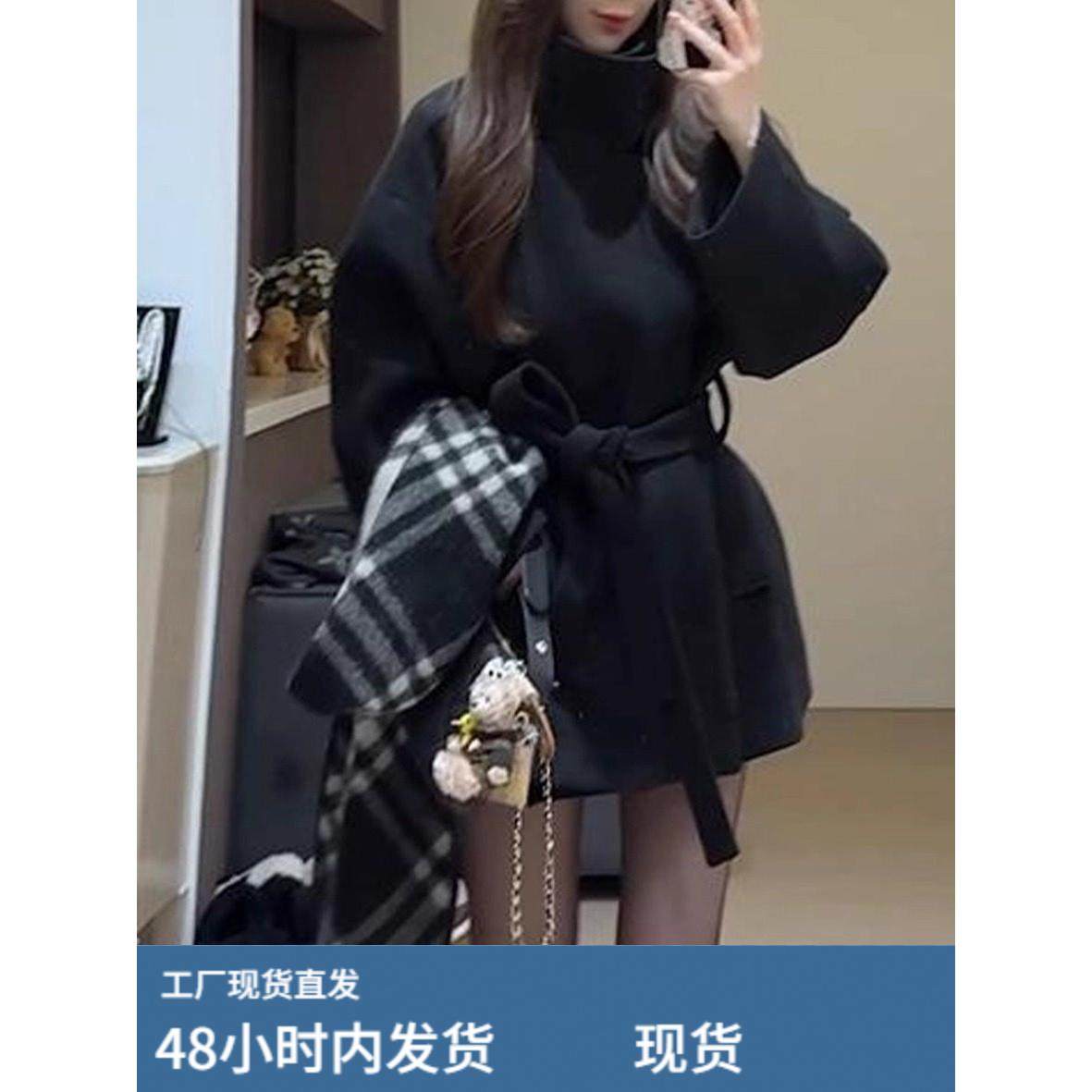 小个子入冬高级感巨好看短款黑色毛呢厚外套大衣女2025新款秋冬季,运动/瑜伽/健身/球迷用品,广场舞套装,淘宝优惠券,粉丝福利购,淘宝优惠卷