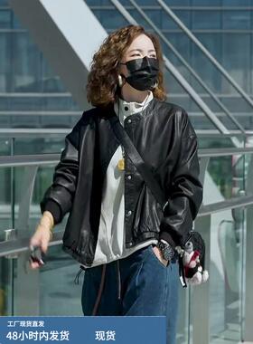 黑色皮衣外套女2025新款秋季短款爆款酷飒风小个子pu皮机车夹克潮