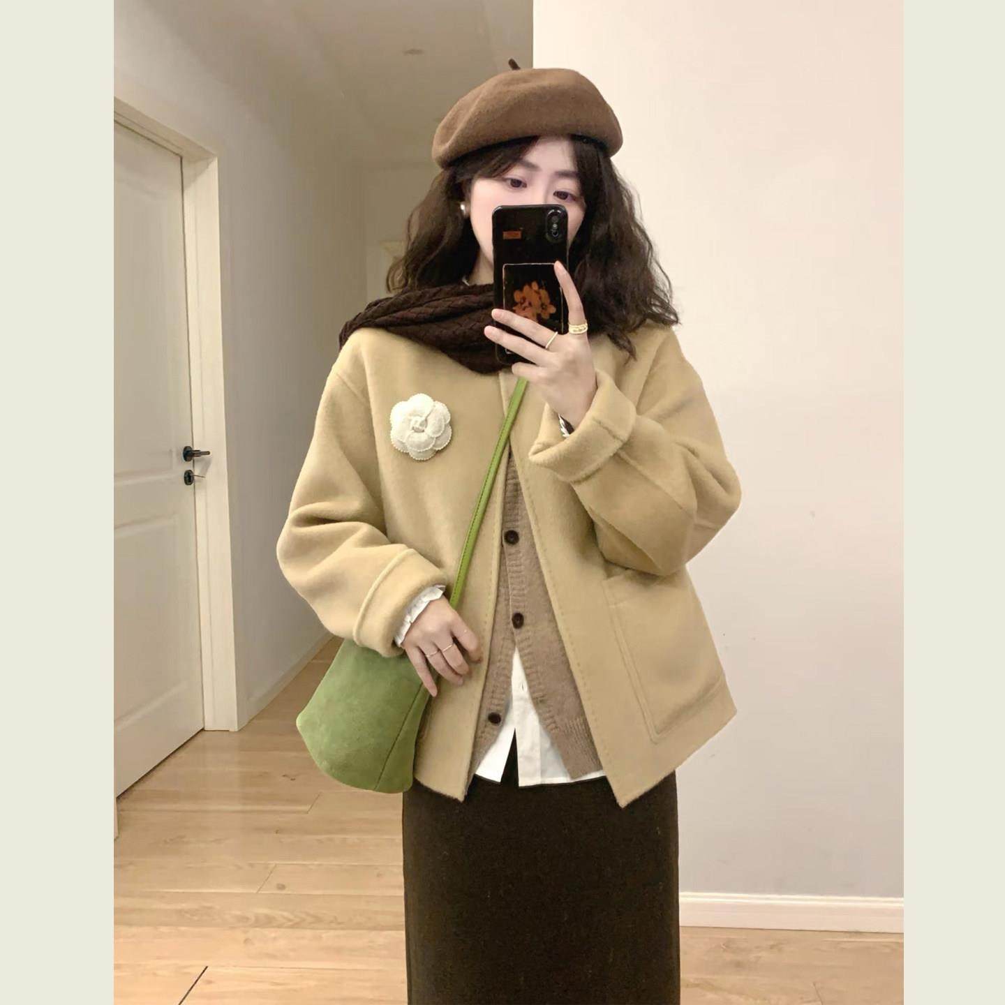 复古黄色圆领呢子上衣女秋冬季新款小个子简约显瘦短款毛呢外套,运动/瑜伽/健身/球迷用品,广场舞套装,淘宝优惠券,粉丝福利购,淘宝优惠卷