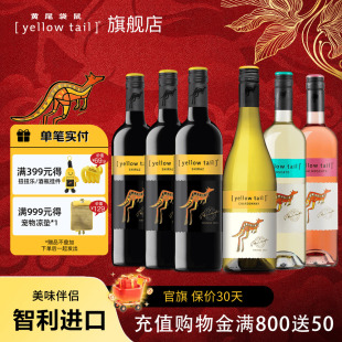 黄尾袋鼠 6瓶葡萄酒红酒 智利原瓶进口西拉梅洛加本力黑皮诺750ml