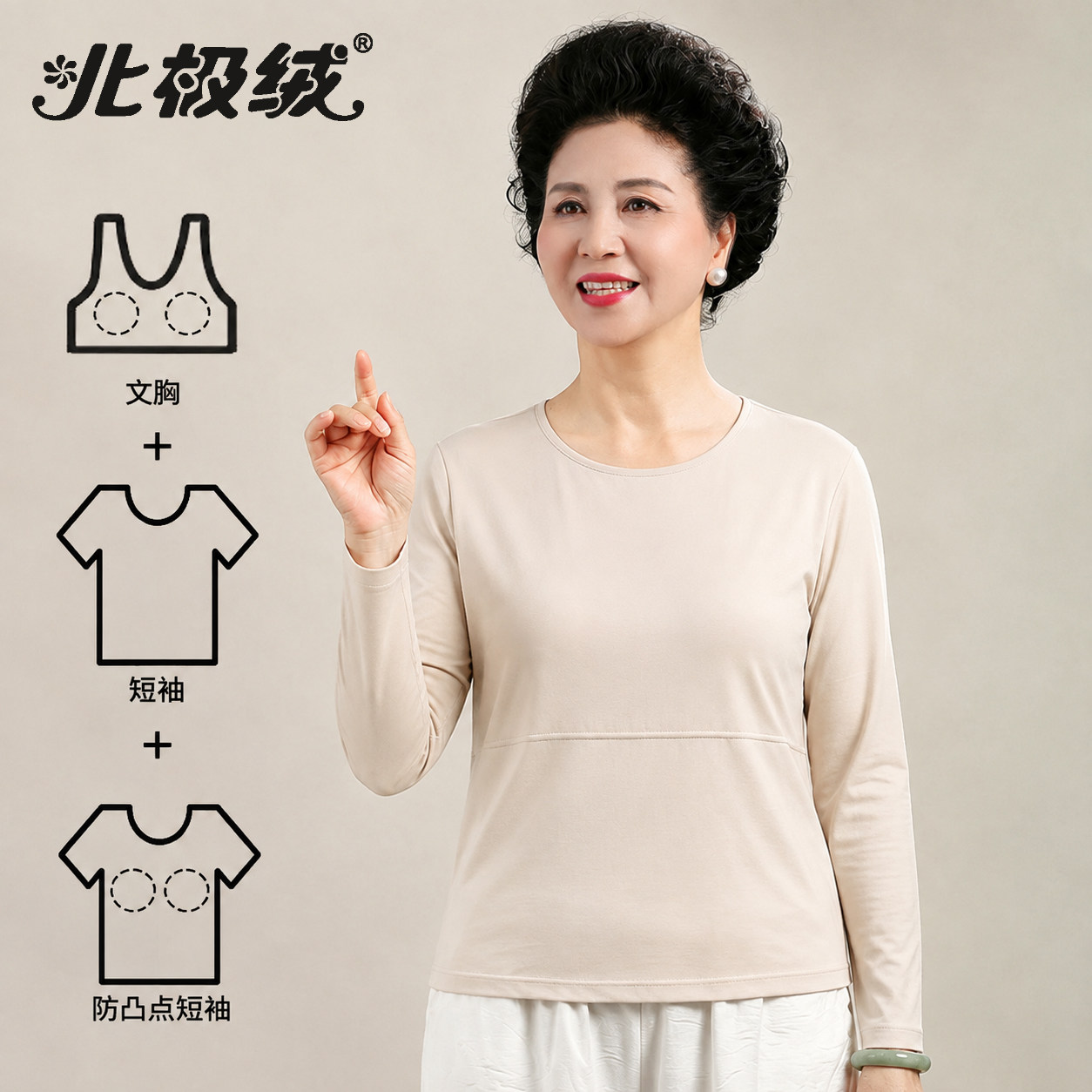 【防凸点】中老年纯棉长袖女式图片