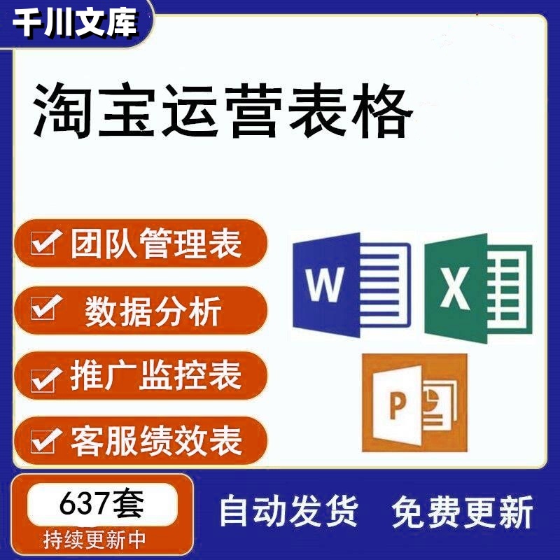 电商淘宝店铺运营表格团队管理CRM营销数据分析客服绩效表促销表