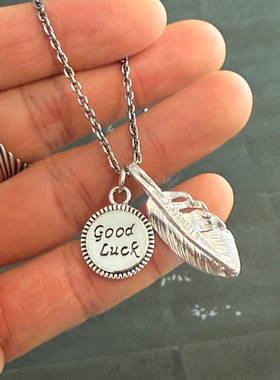 North Works祝你好运 good luck银牌+摩根银币改造羽毛项链套组