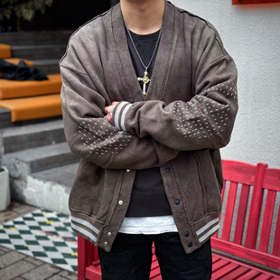 棒球开衫 特殊不均匀手工植物染日本刺子工艺道袍式 Collectors