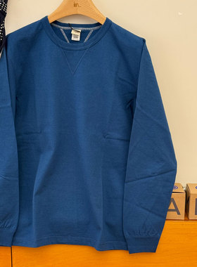 Barns 日本制indigo 蓝染古董梭织机面料复古休闲运动长袖