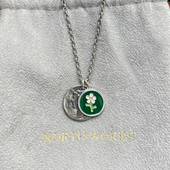 Works 生命力 古董银币 North 珐琅工艺花卉双吊坠项链套装