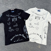 Bagne花囚犯 竹节棉复古old Fleurs school风双棉印花短袖 T恤