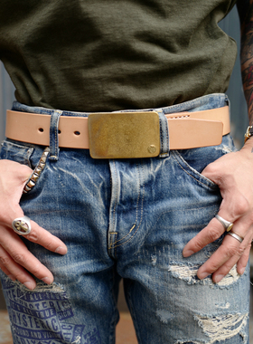 Tenjin Works日本天神 国内现货特价 超厚枥木牛皮复古板扣皮带