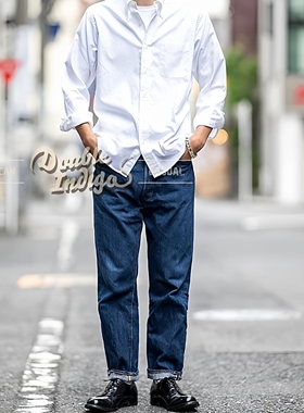 Workers Japan轻松舒适 长毛怪13.75oz长绒棉高腰修身直通牛仔裤