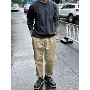 Workers Japan日常复古高腰复古直筒高密度斜纹Officer军官休闲裤