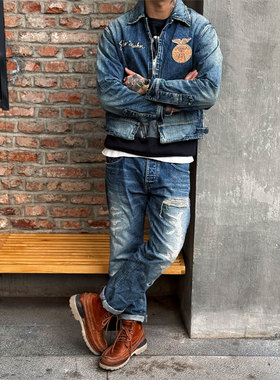 Gypsy Sons 硬朗帅气 50年代XX重磅赤耳做旧美式刺绣FFA牛仔夹克