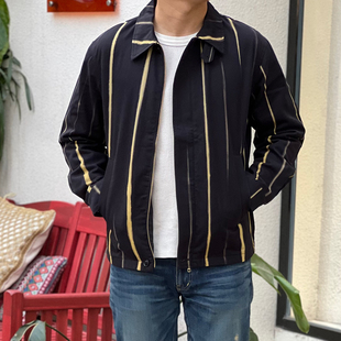 Kuon 有松扎染侧拉链设计复古通勤夹克 江户传统技法