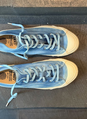 PRAS indigo天然蓝染旧化版 久留米工艺复古贝壳头训练硫化帆布鞋