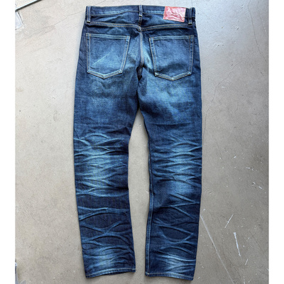 Double Indigo  non washed生料水洗手工擦色1年落色模拟牛仔裤
