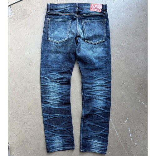 Double Indigo  non washed生料水洗手工擦色1年落色模拟牛仔裤