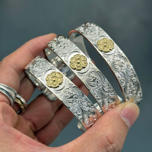 日本手打18K金蔷薇花双重唐草银手镯 新设计单品 Dear Blossom