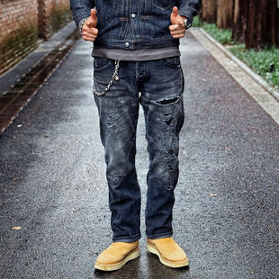 Gypsy Sons x D.I. 破坏补丁水洗手工刷色做旧灯芯绒船员休闲裤