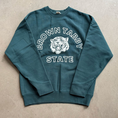 BARNS 松弛感十足 重磅水洗做旧龟裂老虎头印花复古休闲套头卫衣