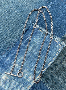 硫化做旧T型细版银链项链