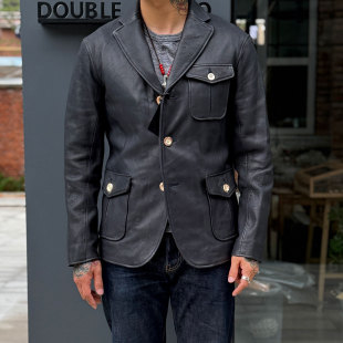 须山哲也手作虾夷野生黑色鹿皮复古鹿角扣西装 木村款 Speed Four