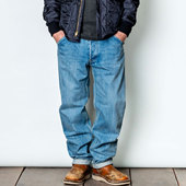 石洗做旧大战微宽松小直筒巴黎扣赤耳水洗牛仔裤 Geruga 舒适百搭