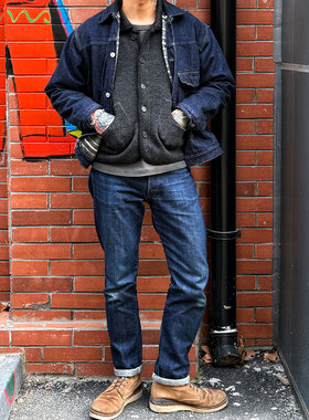 Workers Japan养牛逸品 长毛13.75oz长绒棉中高腰修身锥形牛仔裤