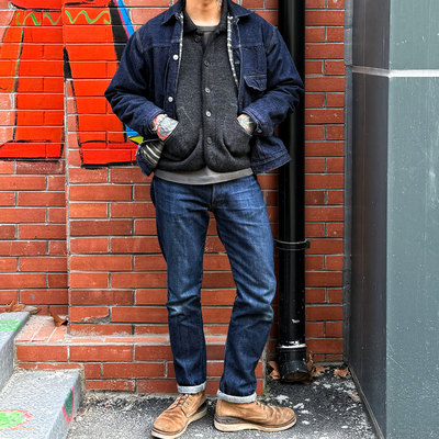 Workers Japan养牛逸品 长毛13.75oz长绒棉中高腰修身锥形牛仔裤