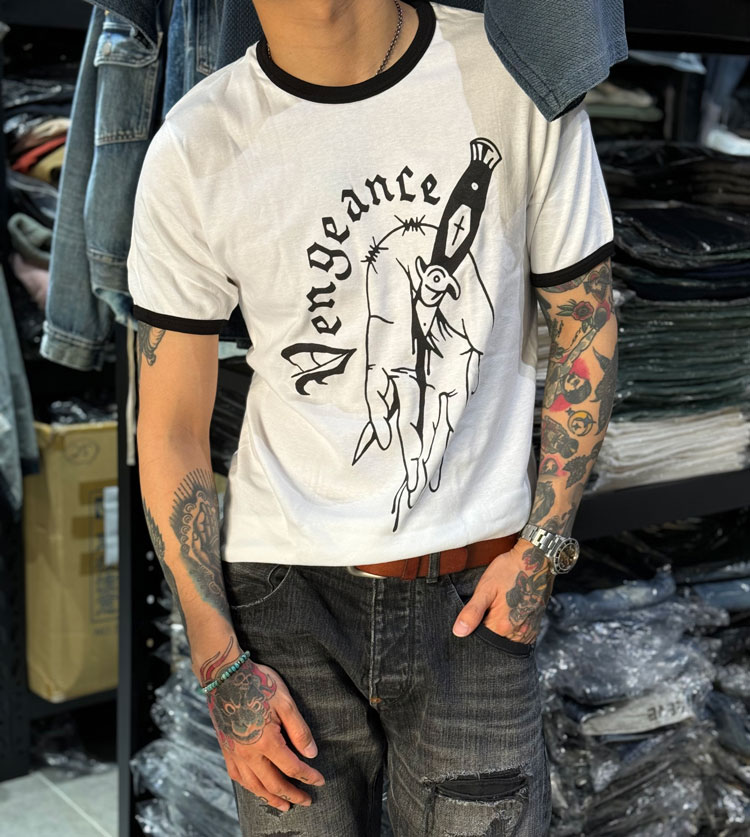 oldschool匕首纹身印花短袖T恤