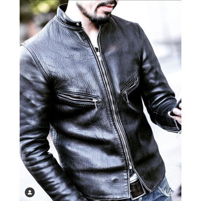 Fine Creek Leathers Richard特制茶芯马皮小立领机车夹克