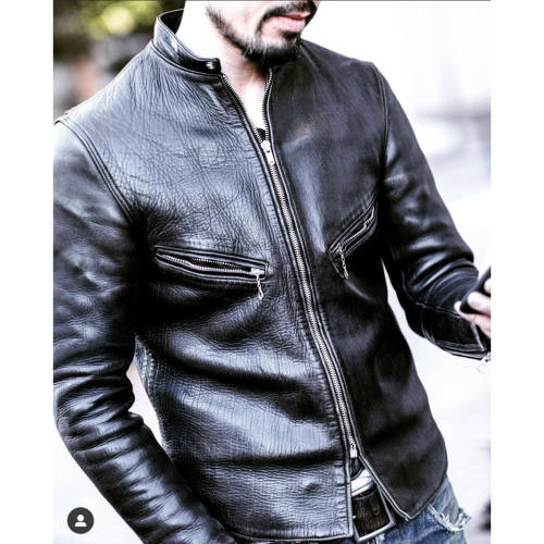 Fine Creek Leathers Richard特制茶芯马皮小立领机车夹克