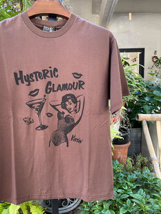 Hysteric Glamour超级柔软 日本制性感酒女郎印花复古棕色短袖T恤