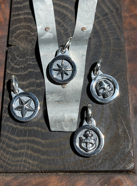 芒星/船锚/骷髅熔岩做旧圆饼吊坠