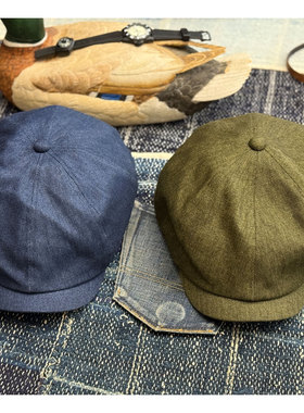 MIGHTY SHINE 男女情侣款 日本制复古斜纹面料休闲报童帽