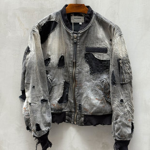 1复古飞行夹克 虫洞破坏油污做旧刺子MA ANACHRONORM 战损天花板