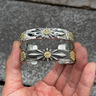 Dear Blossom七彩限定款 18K金月牙蔷薇花唐草NAVAJO太阳图腾手镯