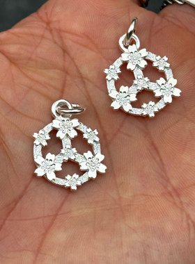 光岚 Sakura 浪漫于此 日本手工敲打双层樱花反战 LOGO 925银吊坠