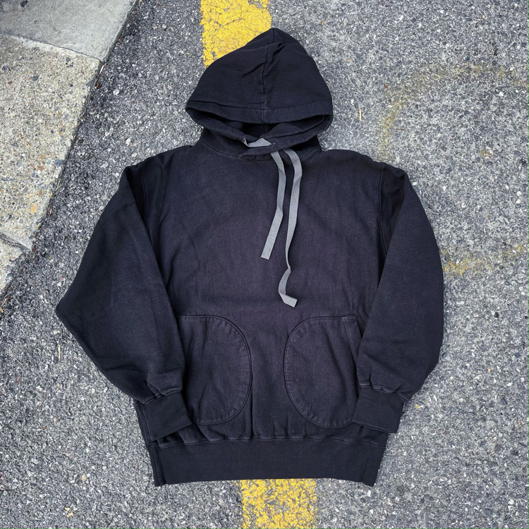 Gypsy Sons 日本制水洗做旧重磅加绒贯穿式帽绳连帽套头卫衣