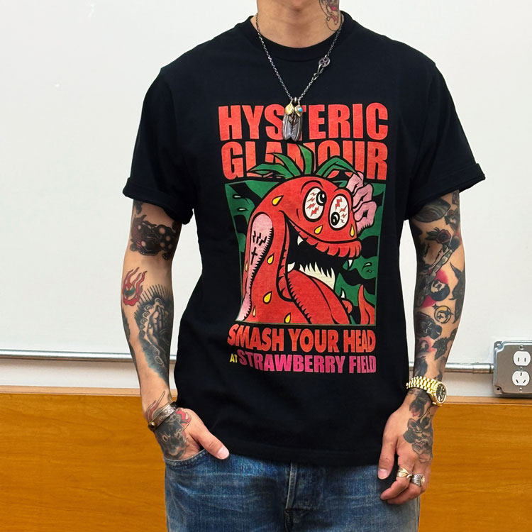 Hysteric Glamour 日本制 重磅疯狂纹身草莓印花短袖 T 恤