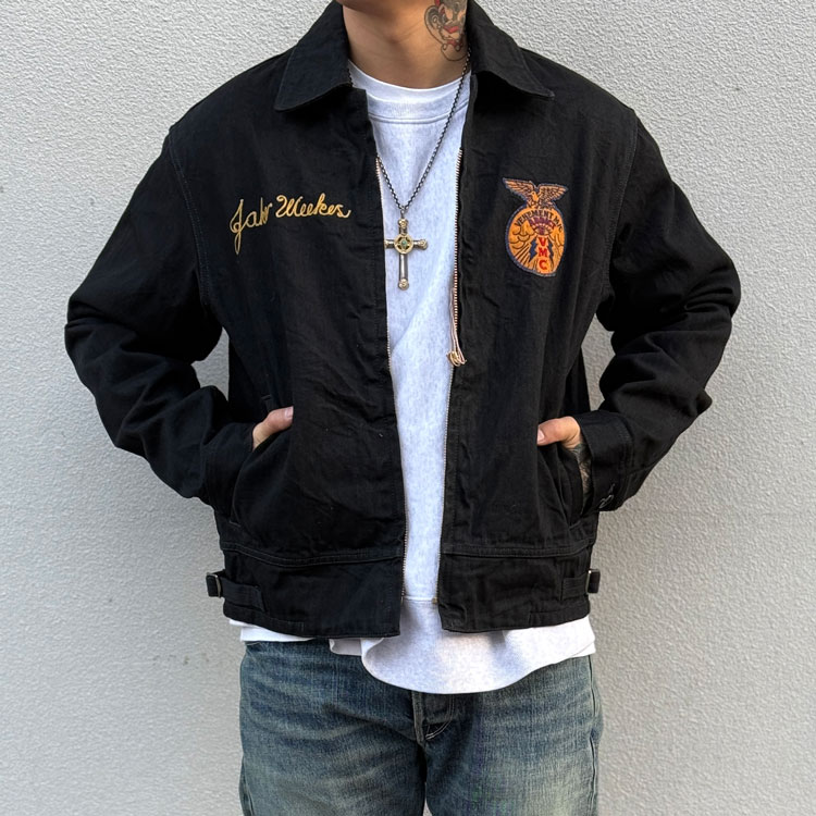赤耳牛仔美式复古刺绣FFA夹克