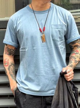 Workers Japan强悍耐穿 水洗做旧修身&宽松双拧纱线口袋短袖T恤