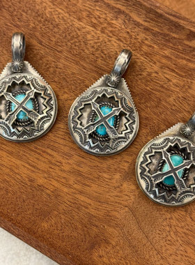 Lucky John海洋之星 日本手打超复杂设计大颗粒松石工匠项链吊坠