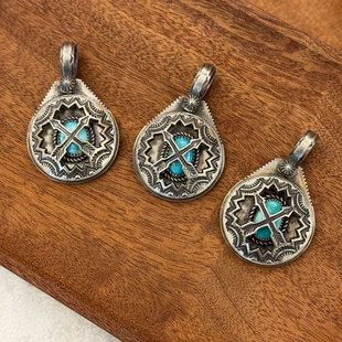 Lucky John海洋之星 日本手打超复杂设计大颗粒松石工匠项链吊坠