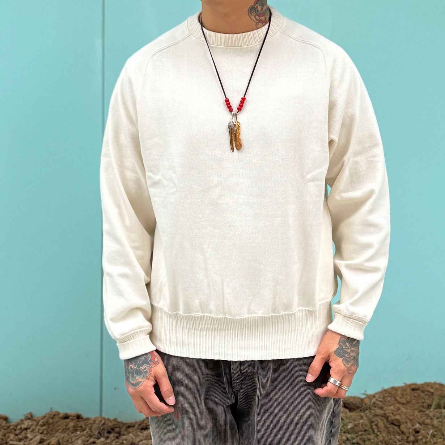 Workers Japan优雅复古 日本制100%棉重磅套头落肩设计毛衣