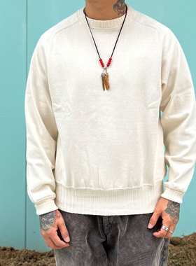 Workers Japan优雅复古 日本制100%棉重磅套头落肩设计毛衣