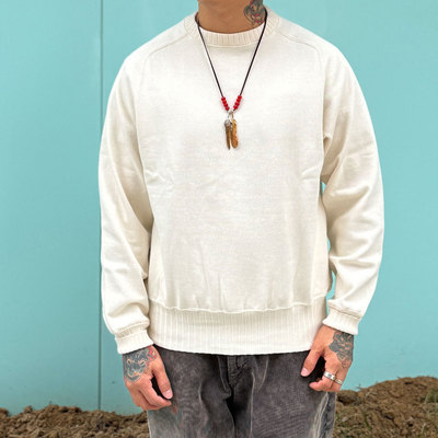 Workers Japan优雅复古 日本制100%棉重磅套头落肩设计毛衣