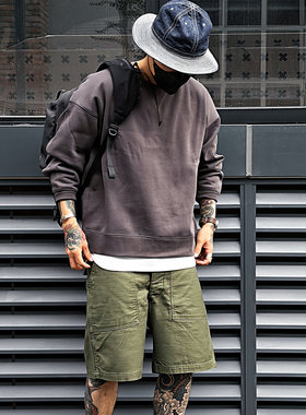 Double Indigo 层次搭配visvim jumbo版型水洗炭黑色美式复古卫衣