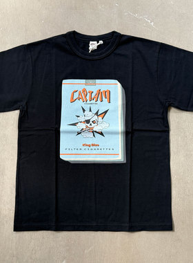 BARNS 限量发售 日本制做旧龟裂骷髅印花重磅复古圆领 T 恤