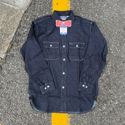 大脸猫5.5oz蓝染复古工装衬衫