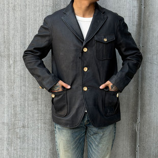 须山哲也手作虾夷野生黑色鹿皮复古鹿角扣西装 木村款 Speed Four